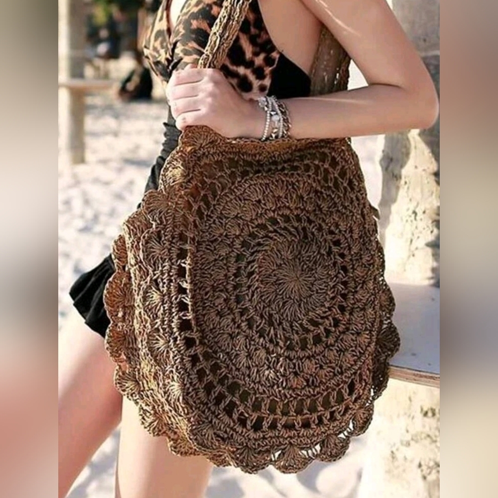 Boho Round Straw Like Purse